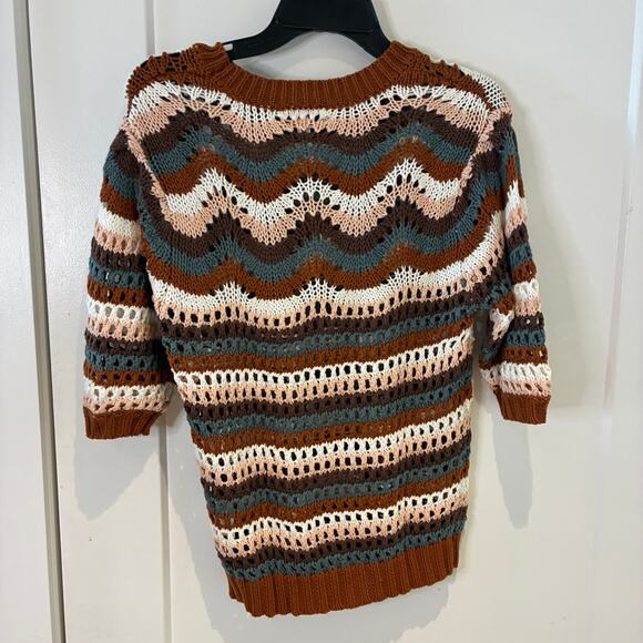Evereve Arabella Crochet Short Sleeve Knit Sweater XS - Picture 8 of 9
